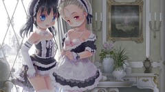 Red eyes gloves blush anime girls blue eyes short hair black 