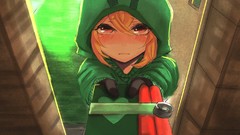 Red eyes hoodies minecraft creeper blondes blush anime girls 