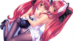 Red eyes hugs blush long hair Bunnies animal ears corticarte 