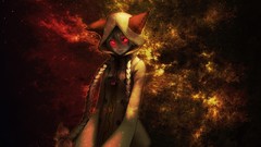 Red eyes long hair anime girls braids blazblue taokaka