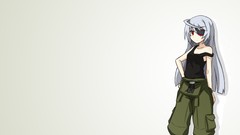 Red eyes long hair anime girls infinite stratos gray hair 