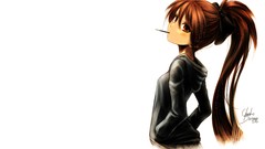 Red eyes long hair anime girls mahou shoujo madoka magica 