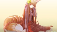 Red eyes long hair anime girls spice and wolf animal ears Holo 