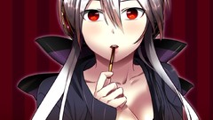 Red eyes long hair anime girls vocaloid yowane haku silver hair 
