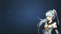 Red eyes long hair ponytails gray hair Persona series