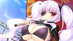 Red eyes long hair purple hair cleavage twintails hentai huge 