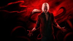Red eyes Men blood shadows fantasy art