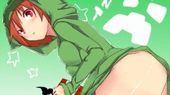 Red eyes minecraft creeper blush short hair thigh highs mob 