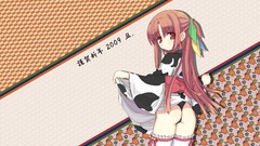 Red eyes Operating Systems stockings tan anime girls redheads 