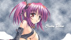 Red eyes pink hair anime girls