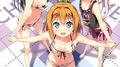 Red eyes pink hair anime girls blue eyes black hair cleavage 