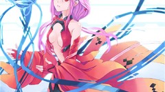 Red eyes pink hair anime girls guilty crown yuzuriha inori 