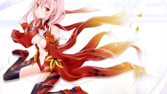 Red eyes pink hair anime girls guilty crown yuzuriha inori 