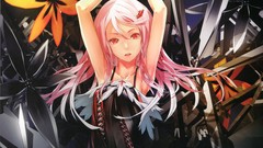 Red eyes pink hair anime girls guilty crown yuzuriha inori