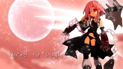 Red eyes pink hair anime girls scythe underwear panties