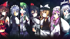 Red eyes pink hair anime girls short hair konpaku youmu wink 