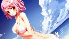 Red eyes pink hair anime girls touhou saigyouji yuyuko video 