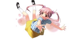 Red eyes pink hair anime girls twintails Simple Background 