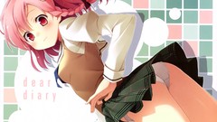 Red eyes pink hair anime girls your diary underwear panties