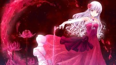 Red eyes pink hair hair ornaments