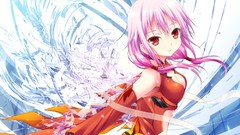 Red eyes pink hair long hair anime girls guilty crown yuzuriha 