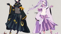 Red eyes Pokemon blue eyes black hair purple hair 