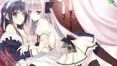 Red eyes Ribbons anime girls gray hair suzuhira hiro underwear 