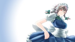 Red eyes Ribbons anime girls short hair braids gray hair touhou 
