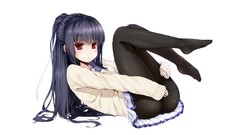 Red eyes Ribbons skirts long hair anime girls pantyhose bangs 