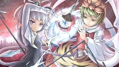 Red eyes short hair yellow eyes gray hair touhou animal ears 