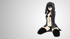 Red eyes sitting hoodies anime girls sweatshirt short hair 