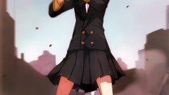 Red eyes skirts anime girls school uniforms redheads rocket 