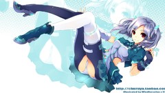 Red eyes skirts anime girls uniforms gray hair panties