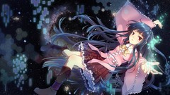 Red eyes skirts blue hair long hair anime girls boots touhou 