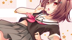 Red eyes skirts blush anime girls brown eyes brunettes school 