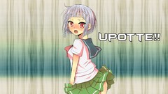 Red eyes skirts blush blue hair school uniforms short hair gray 