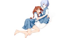 Red eyes skirts long hair anime girls blue eyes short hair 