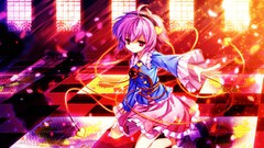 Red eyes skirts sunlight multicolor pink hair short hair flower 