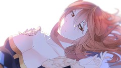 Red eyes smiling long hair lying down redheads cleavage Maoyuu 