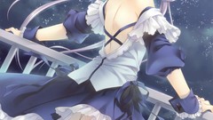 Red eyes stockings anime girls maids thigh highs Tatekawa Mako 