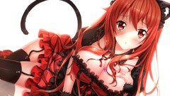 Red eyes stockings blush long hair anime girls nekomimi animal 