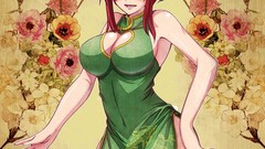 Red eyes touhou hong meiling redheads cleavage video games 