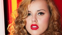 Red eyes woman close-up lips faces green eyes redheads 