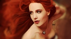 Red eyes woman faces drawings redheads simone simons