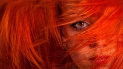 Red eyes woman redheads orange hair headshot