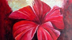 Red floral hibiscus Oil Painting