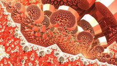 Red Fractals orange abstract 3d