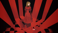 Red girls Anime dress blondes artwork