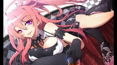 Red gloves anime girls nitroplus purple eyes cleavage underwear 