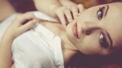 Red green eyes brunettes